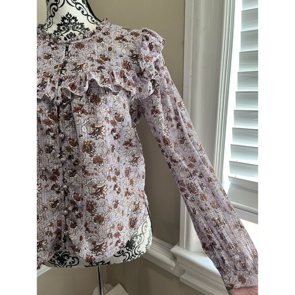 Womens Veronica Beard Viveca Top Med Floral Lavender Multi Cottagecore Boho - Picture 5 of 15